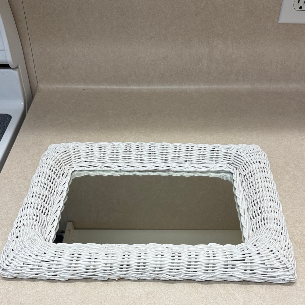White Wicker Wall Mirror